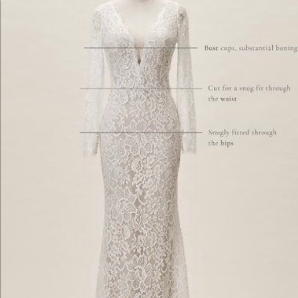 BHLDN lace wedding gown long sleeve button back - Picture 3 of 5